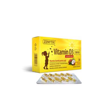 Vitamina D3 pentru copii, 500 UI, 30 capsule, Zenyth